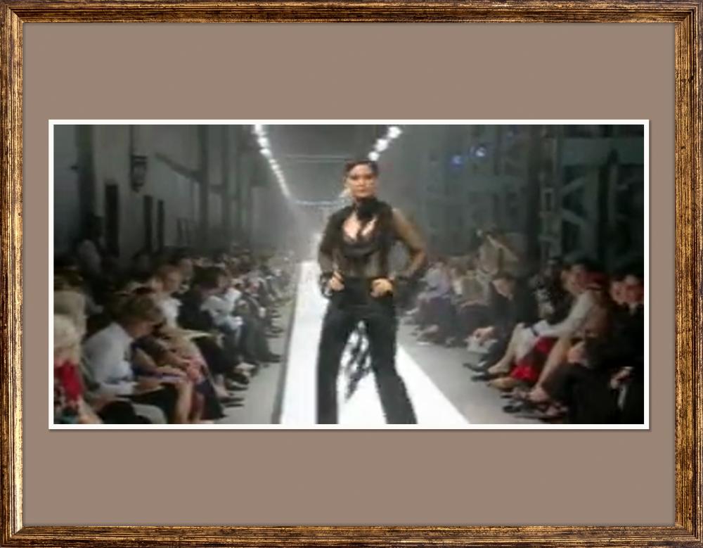 The 75th anniversary runway show at the Angus train yards, 2002, framed video still